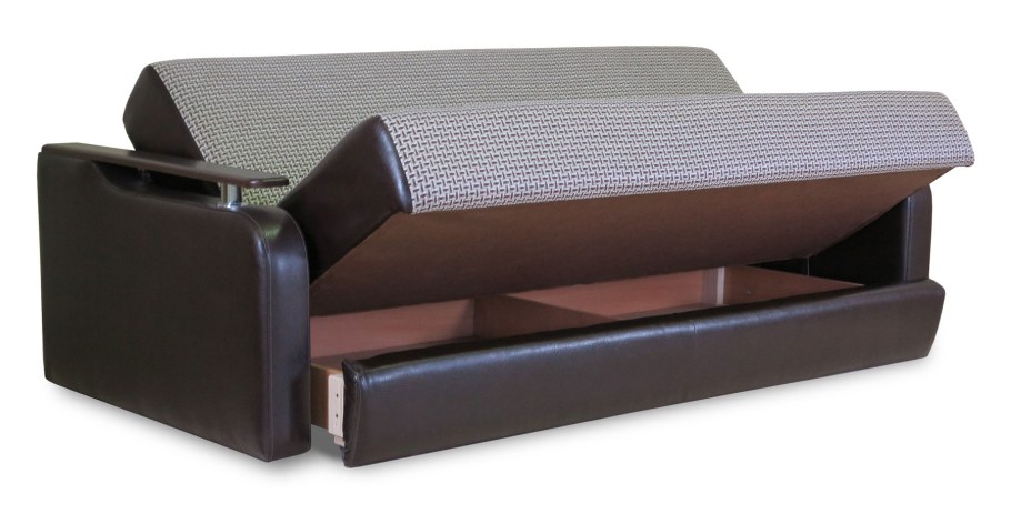 Кожаный раскладной диван без подлокотников