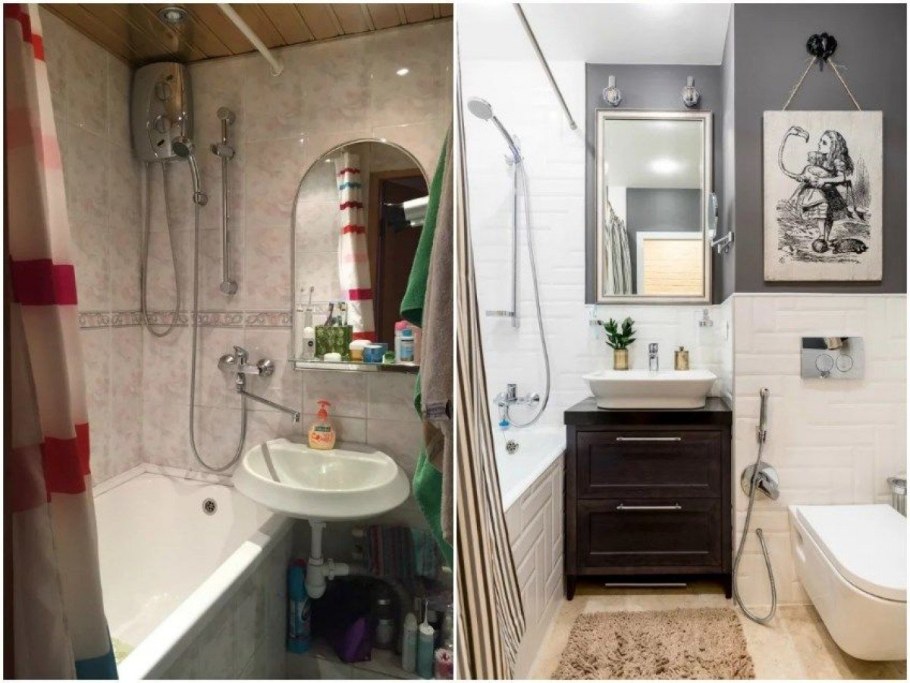 Ванная с бортами из плитки