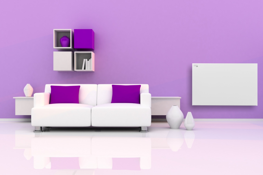 Фиолетовый диван в интерьере