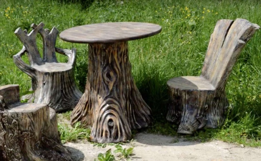 Садовая мебель из пеньков