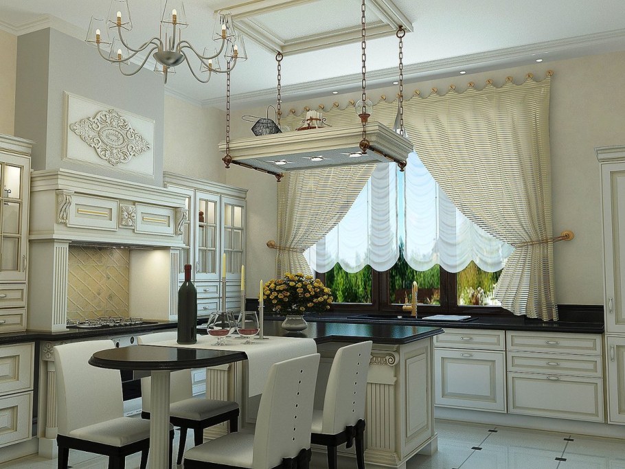Шторы на кухню в частном доме