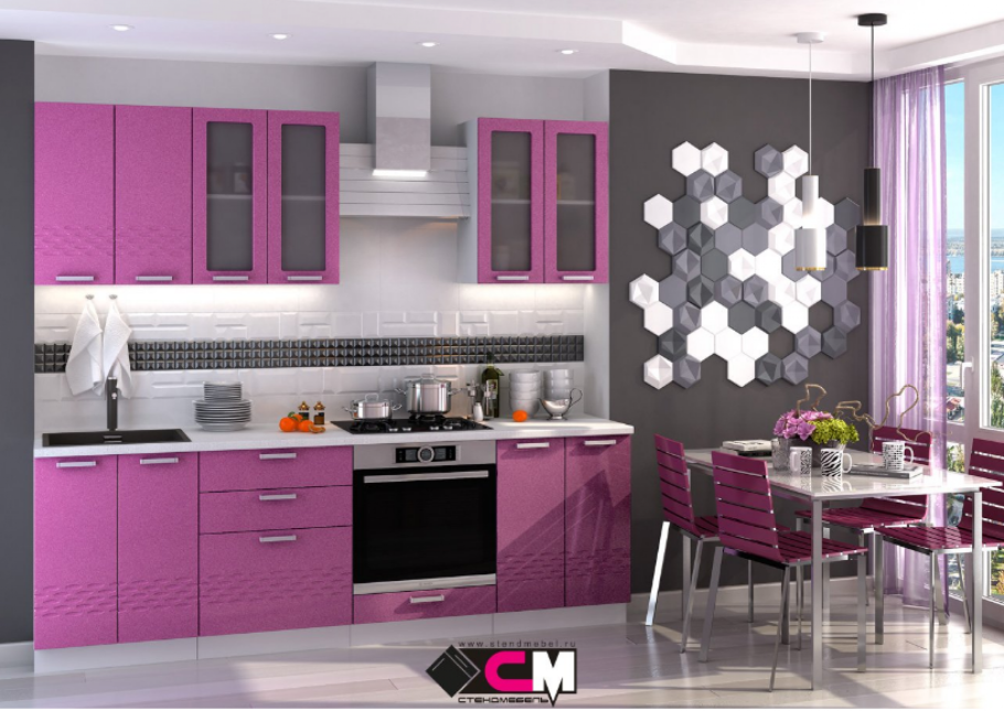 Стендмебель кухня Глория фиолетовый металлик