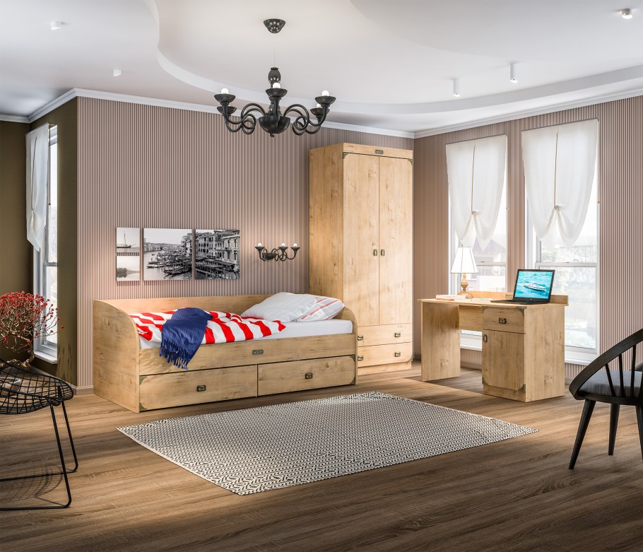 Гостиная Марли дуб Бунратти/белый