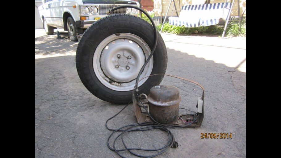 Компрессор из автомобильного колеса