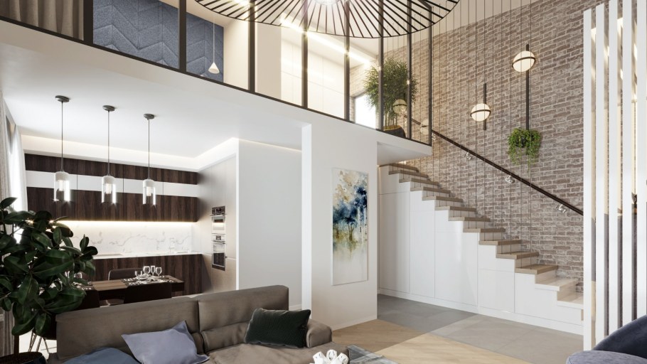 Двухуровневый пентхаус в стиле лофт Нью Йорк