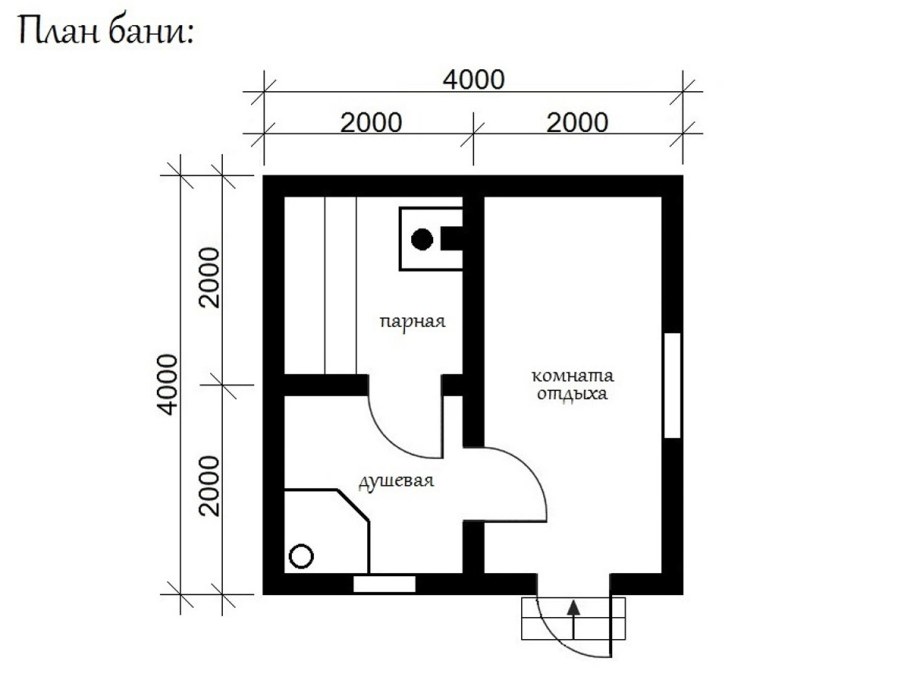 Баня 4 на 4 планировка из бруса