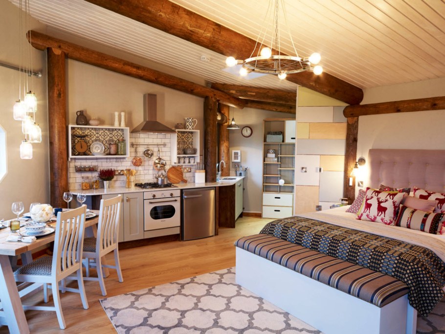 Кухня гостинная 15м стиль Кантри