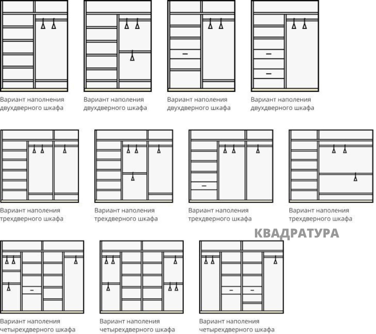 Шкаф купе 2 двери чертеж