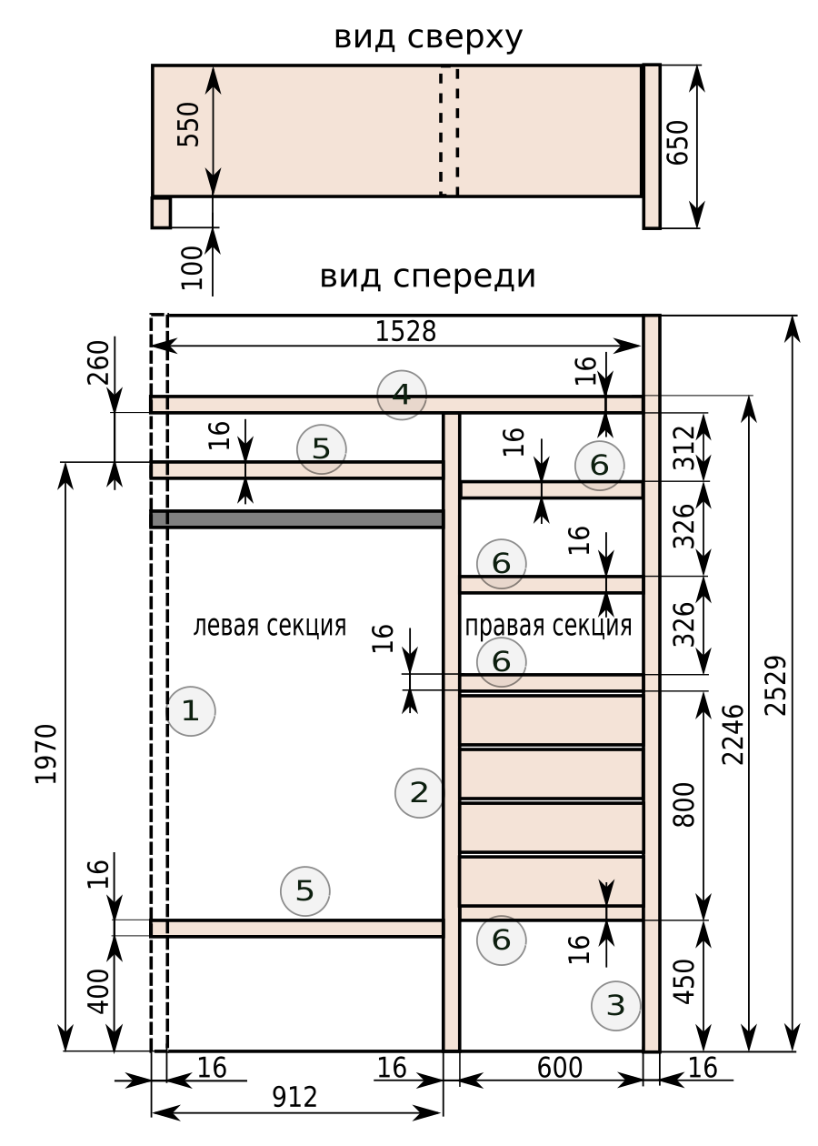 Шкаф купе встроенный в нишу Размеры