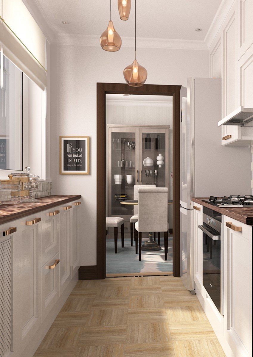 Кухня в коридоре в двухкомнатной квартире