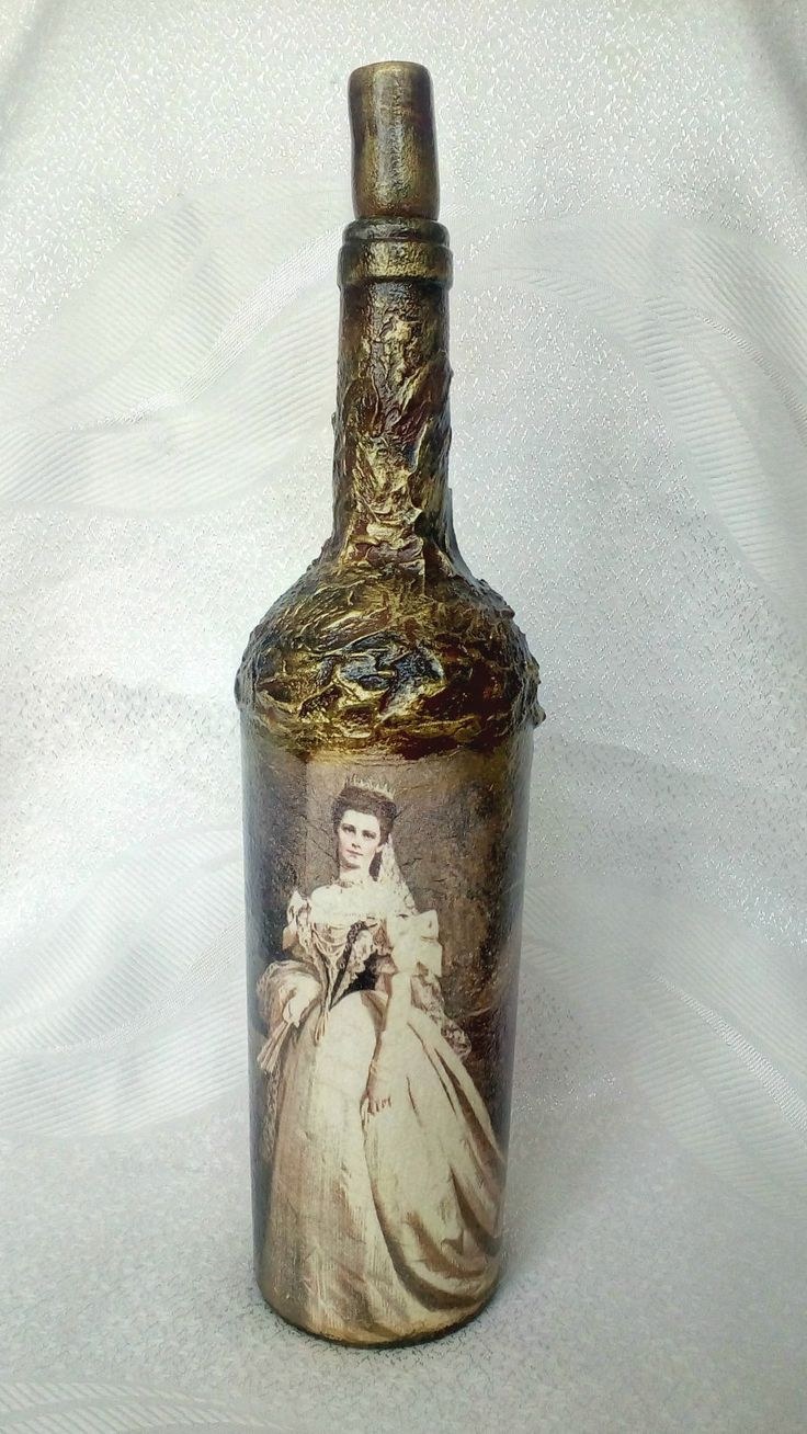 Монохромный декупаж бутылок