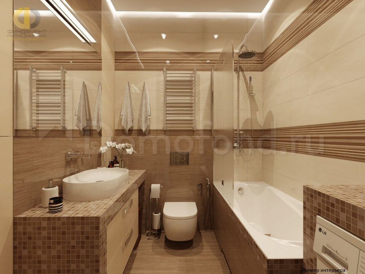 варианты интерьера ванной комнаты совмещенной