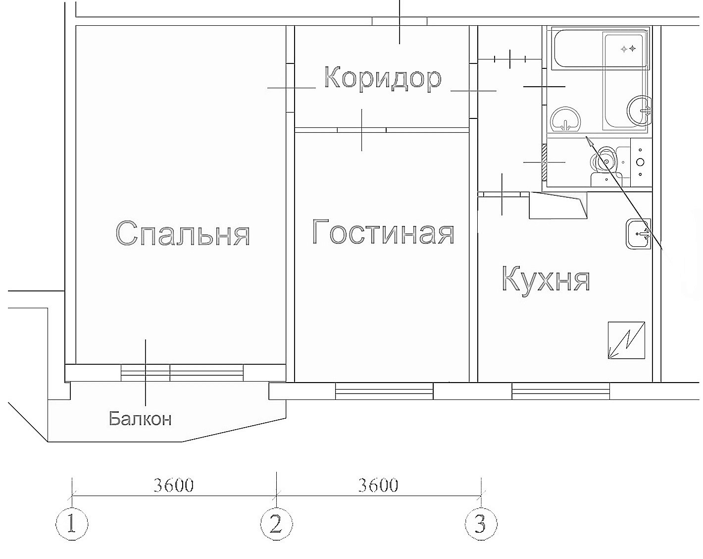 План двухкомнатной квартиры