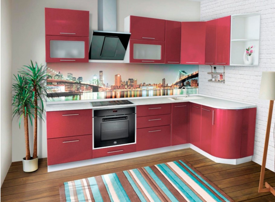 Кухонный гарнитур малиновый