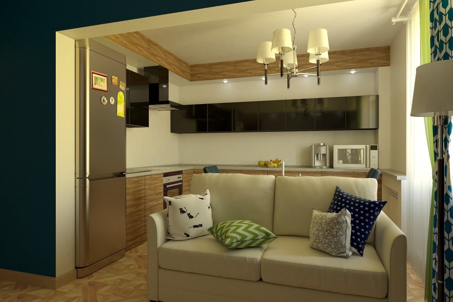 Маленькая гостиная совмещенная с кухней