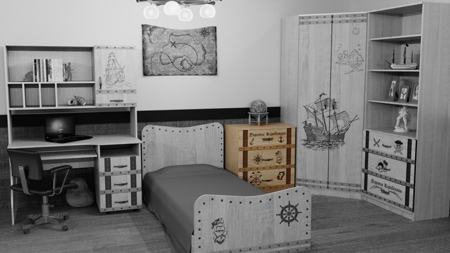 Кровать одинарная с ящиками город (900*2000) SV-мебель