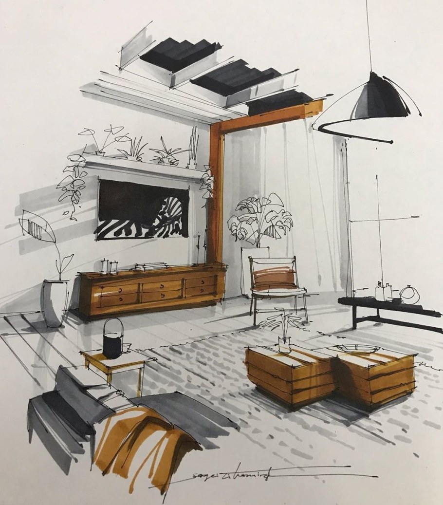 Спальня в скетчинге