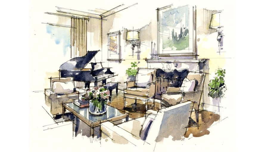 Интерьерные скетчи маркерами