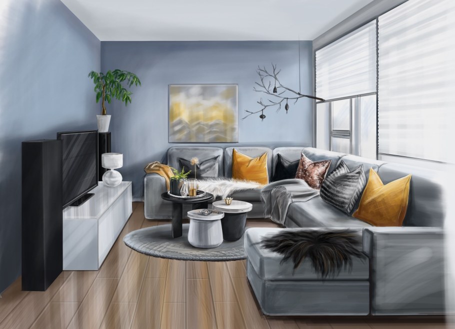 Интерьерный скетчинг маркерами