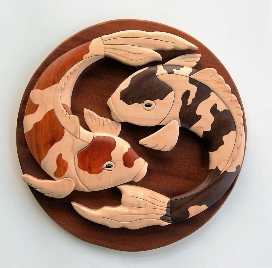 Интарсия по дереву кот