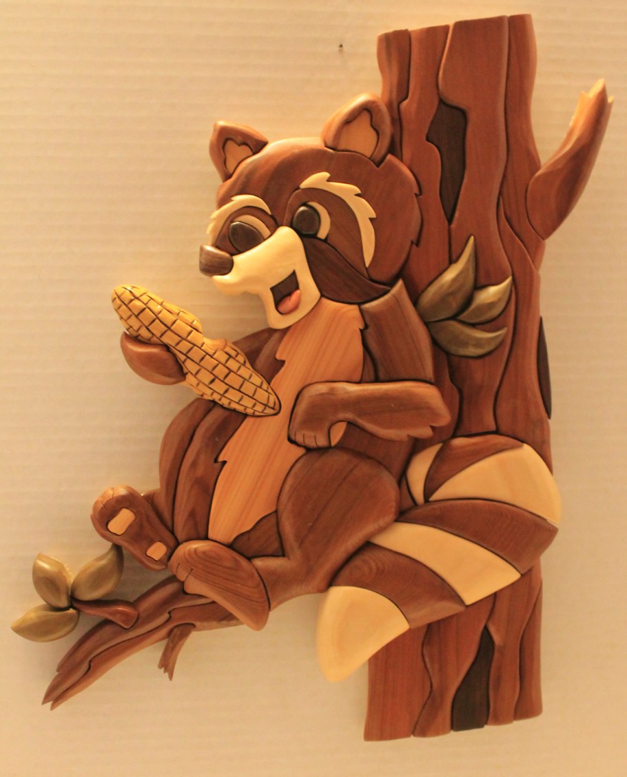 Kd0200 Маркетри картина на дереве (20х20) Мистер енот