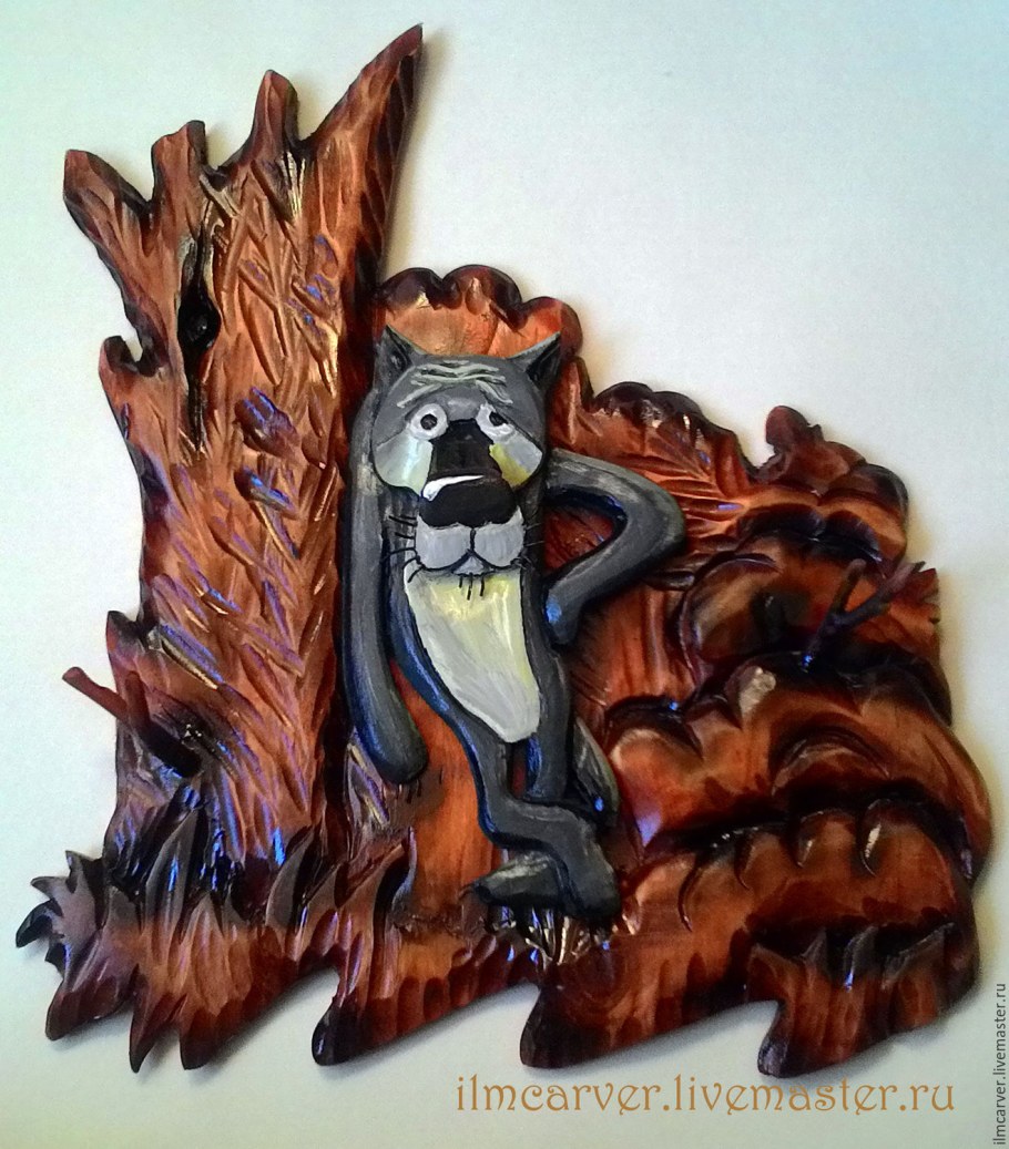 Резьба по дереву морда собаки