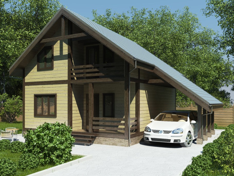 Дом с навесом для машины