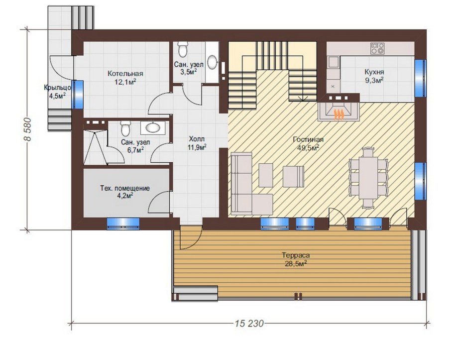 Дом для семьи из 4 человек планировка