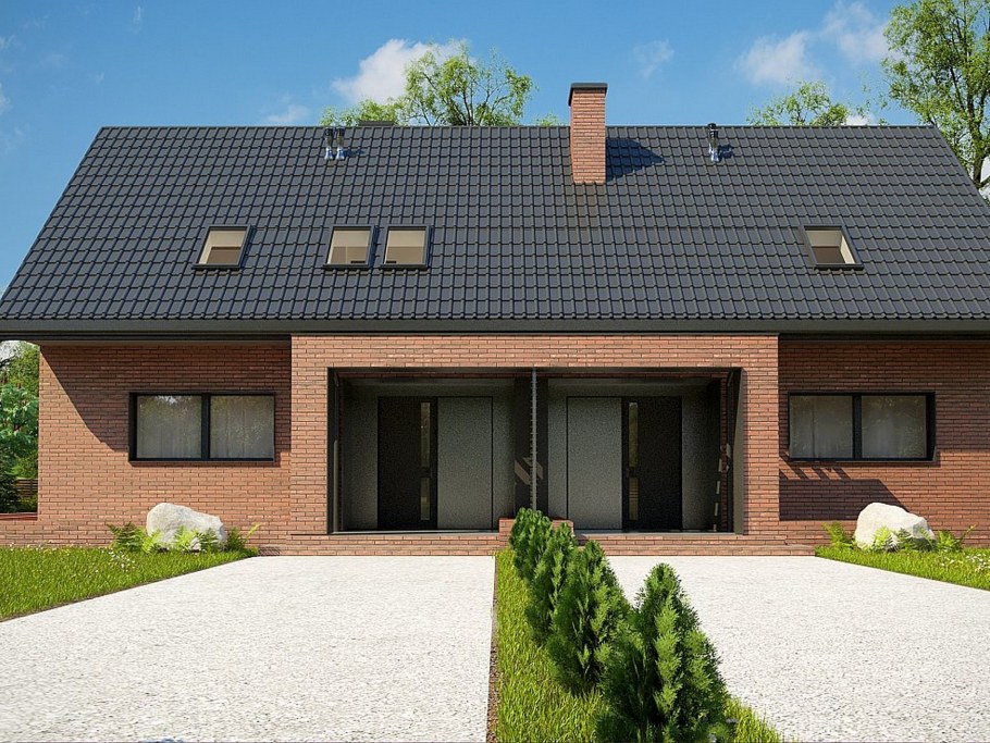 Одноэтажный кирпичный дом с мансардой