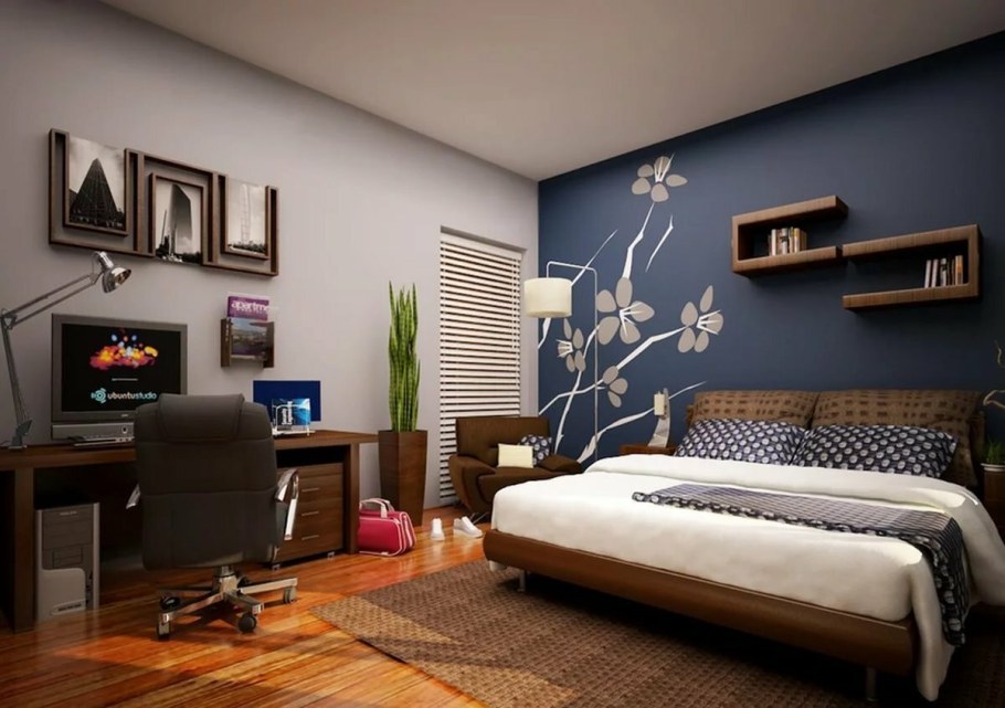 Стены разного цвета в комнате