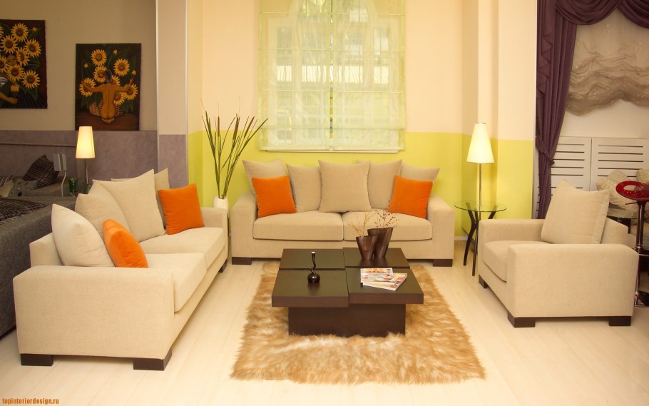 Интерьер гостиной с двумя диванами