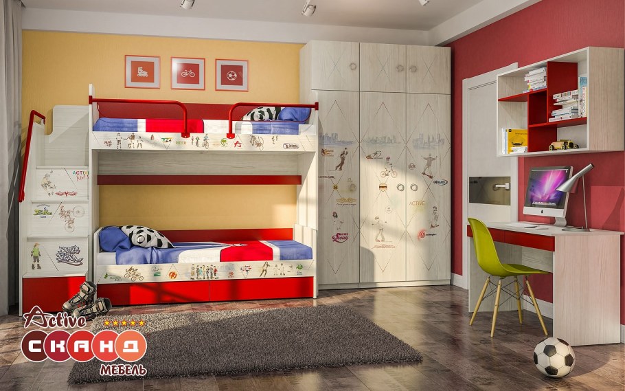 Кровать чердак Актив 2 Сканд мебель