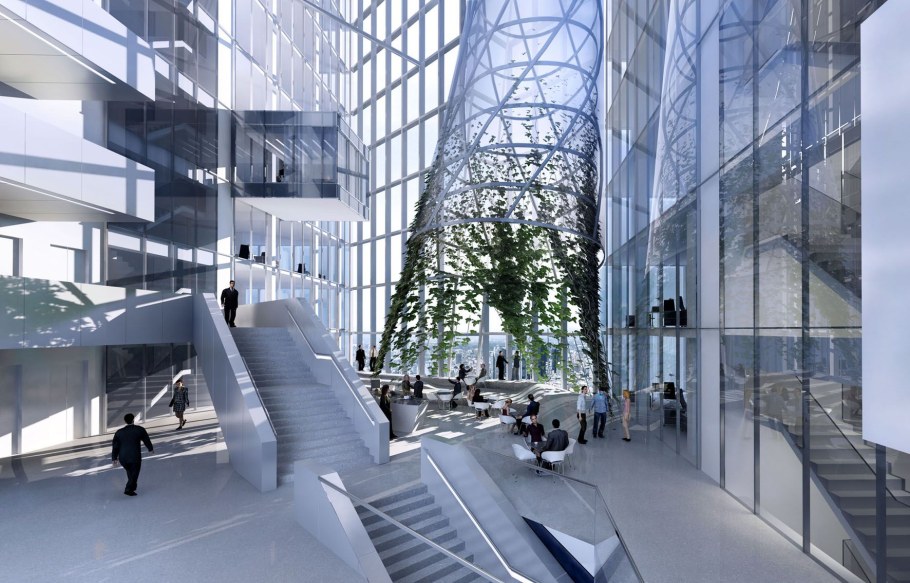 Здание европейского банка EZB во Франкфурте. Атриум.