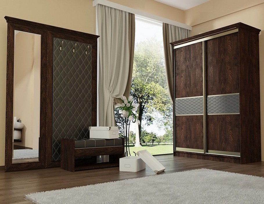 Прихожие с каретной стяжкой и шкафом