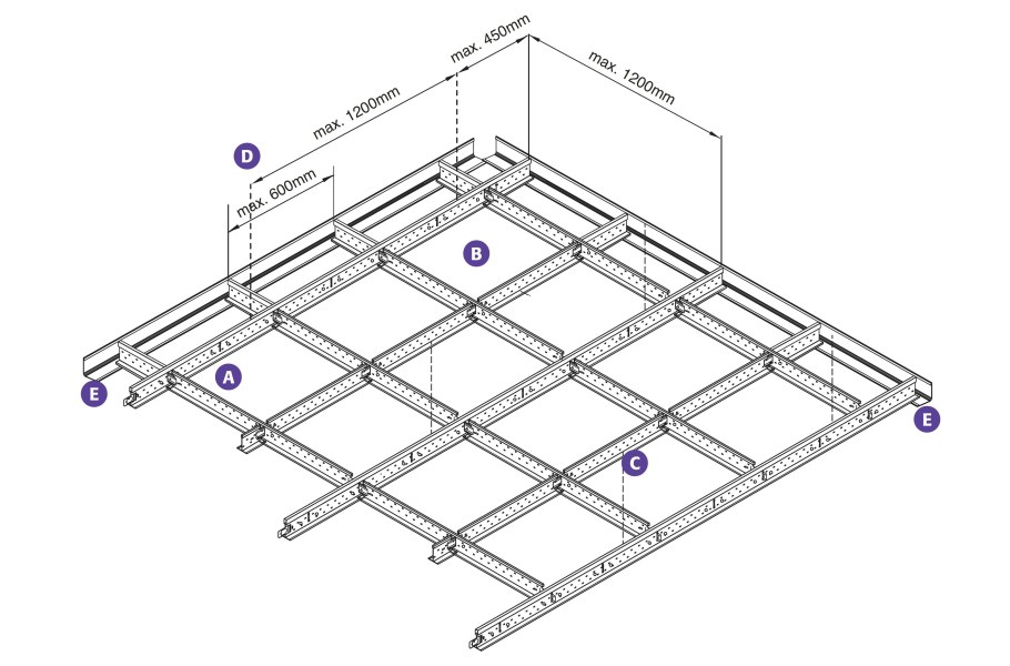 Кассетный потолок Армстронг схема