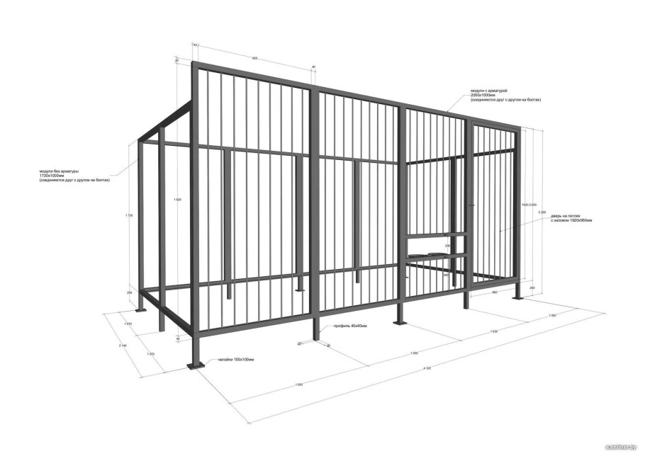 Чертёж сарая 3х4 односкатная