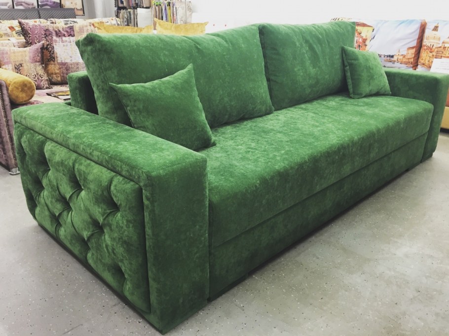 Кухонный диван с ящиком прямой к020 велюр морская волна дерево