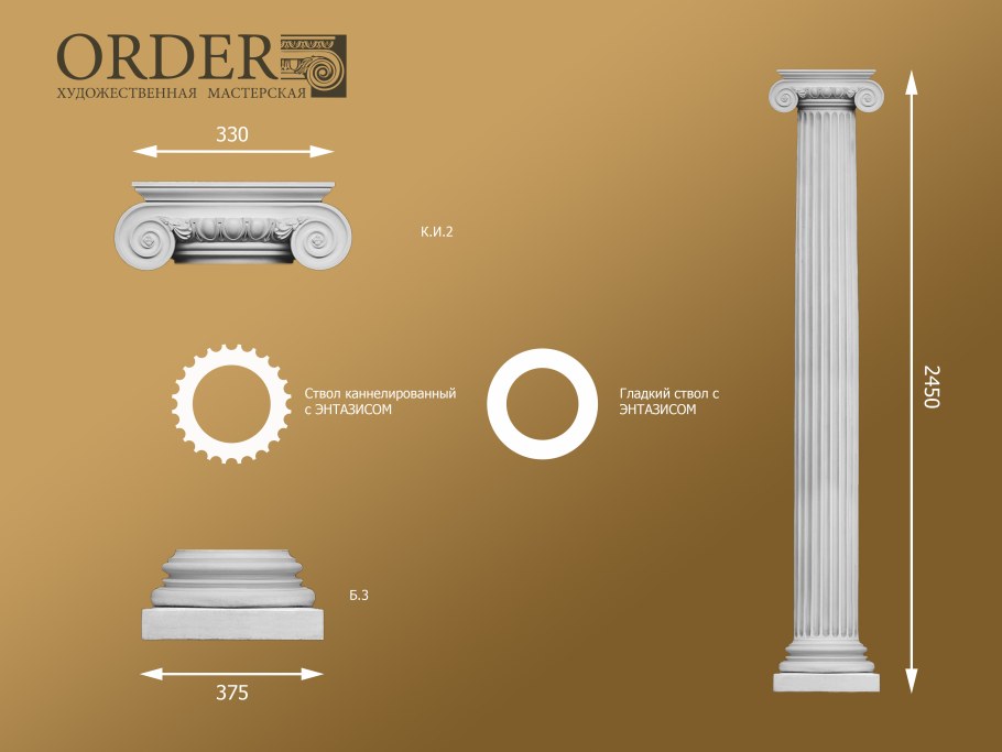 Полуколонна каннелированная чертеж сечения