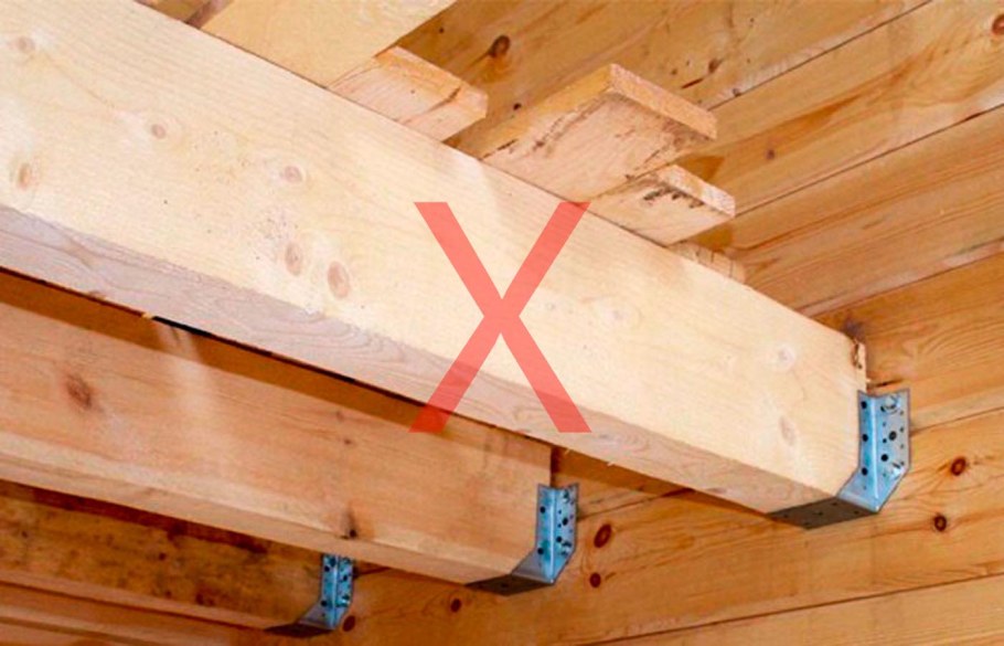 Узел крепежа деревянных балок 50х200