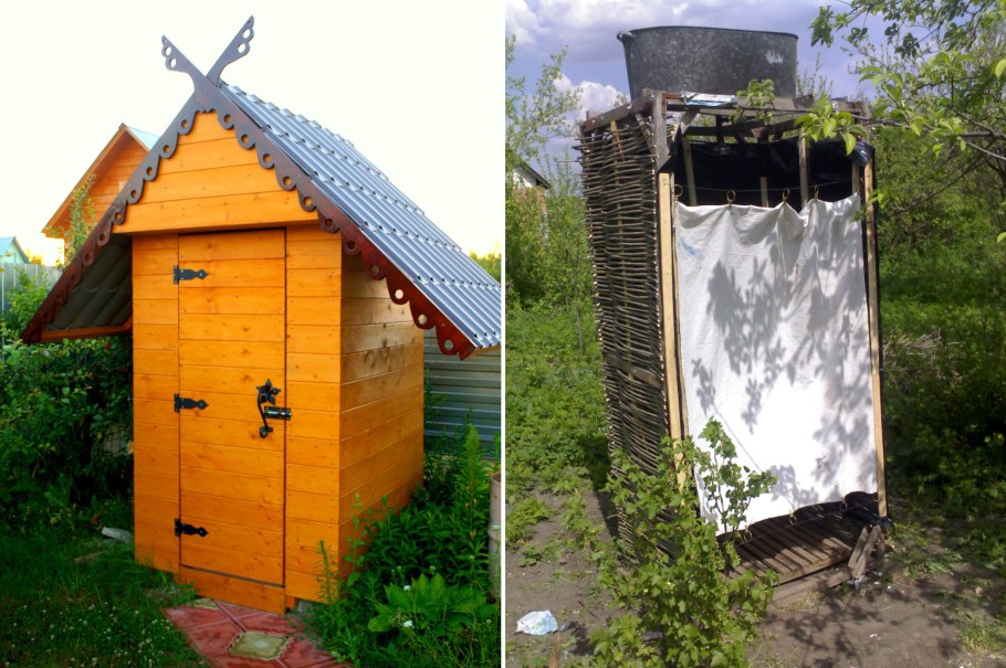 Постройка летнего душа на даче