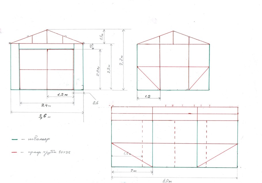 Чертеж металлического гаража 3х5