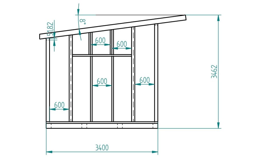 Чертёж каркасного гаража 6х10
