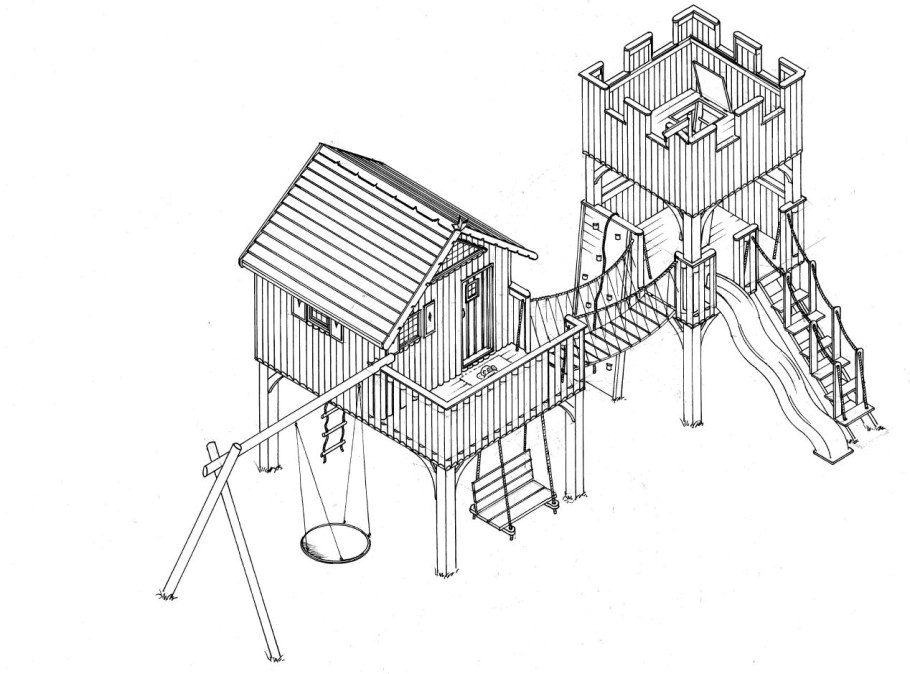 Чертеж домика на дереве для детей