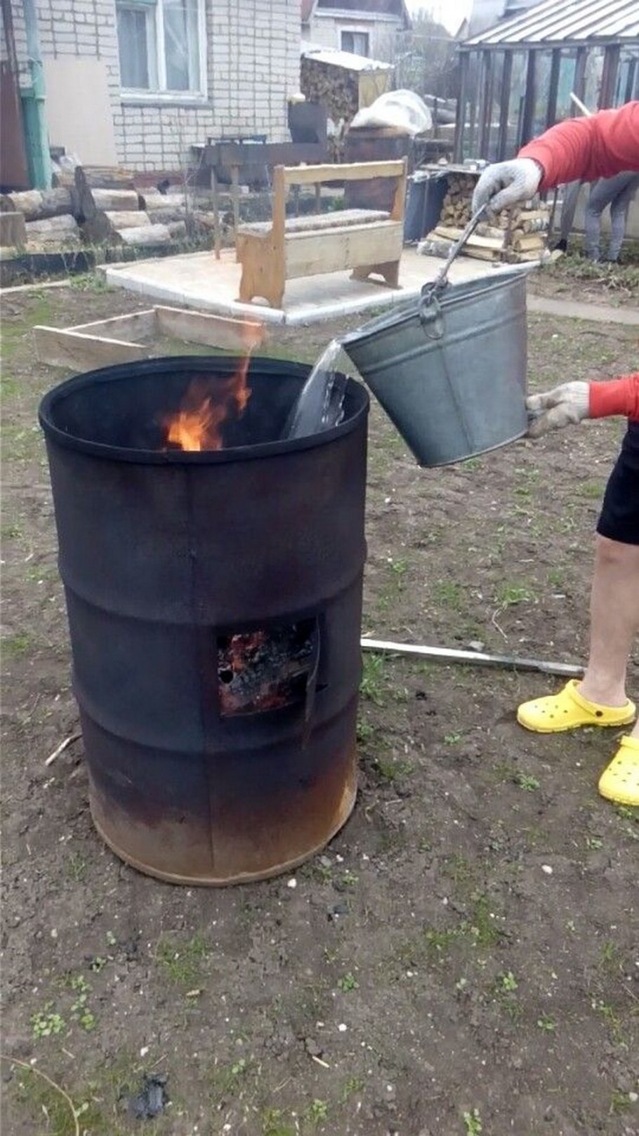 Печь из металлической бочки