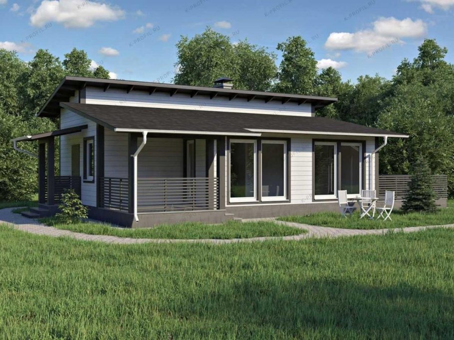 Баня хозблок с односкатной крышей