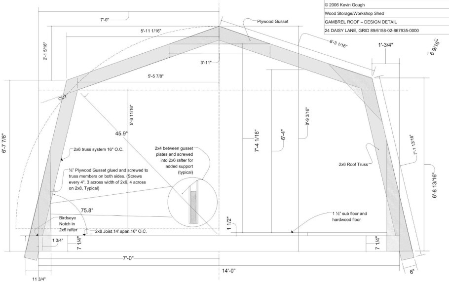 Двухскатная несимметричная крыша чертеж