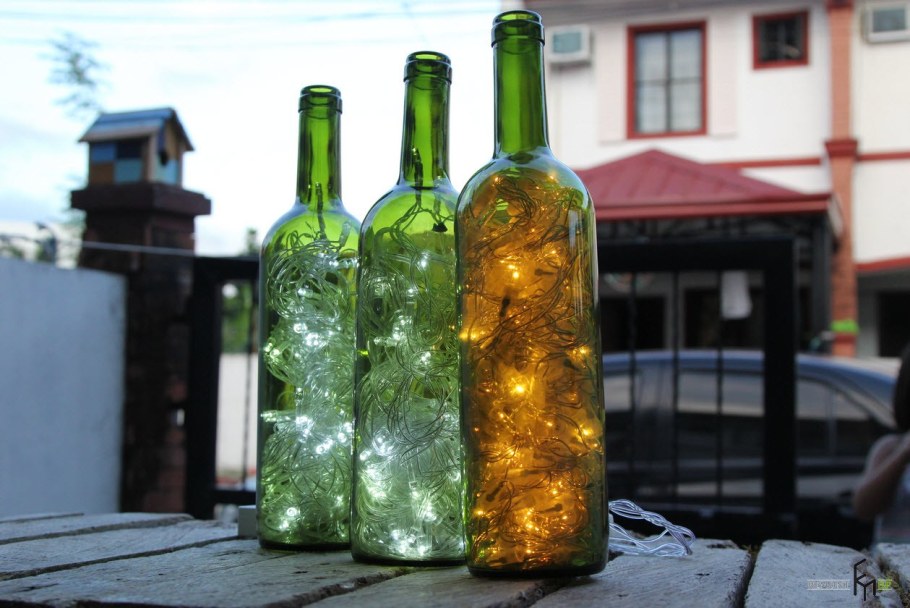 Стеклянные бутылки в интерьере