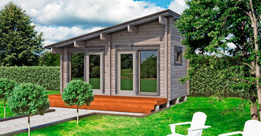Садовый домик с односкатной крышей