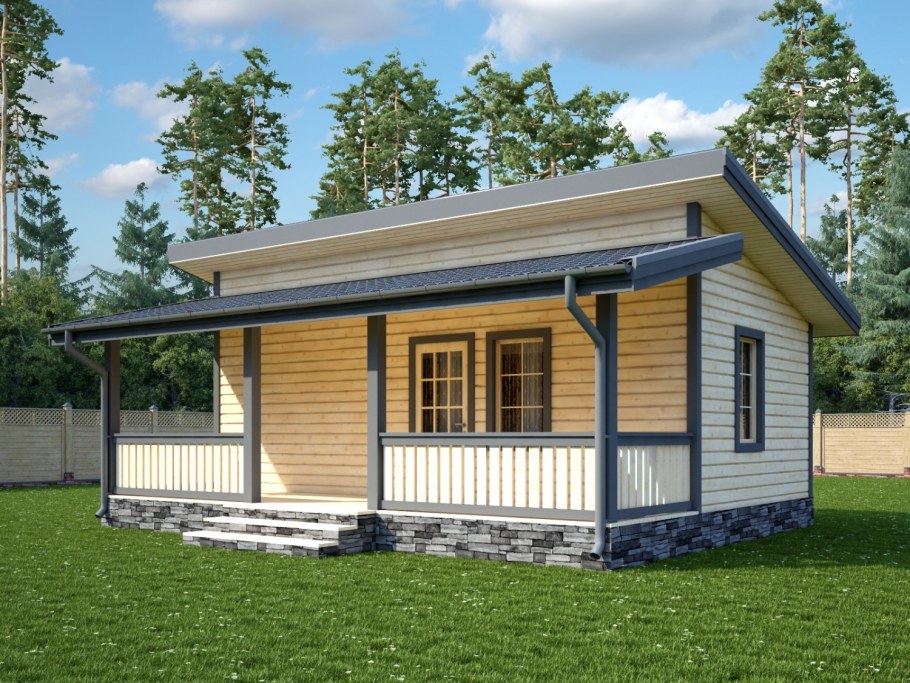 Дом с односкатной крышей Скандинавия проект