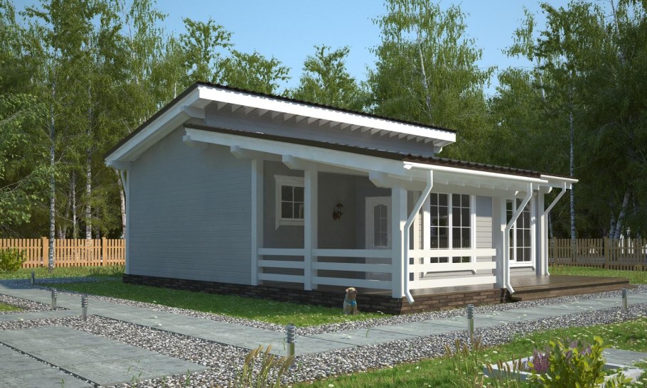 Деревянный дом 50 кв м с односкатной крышей